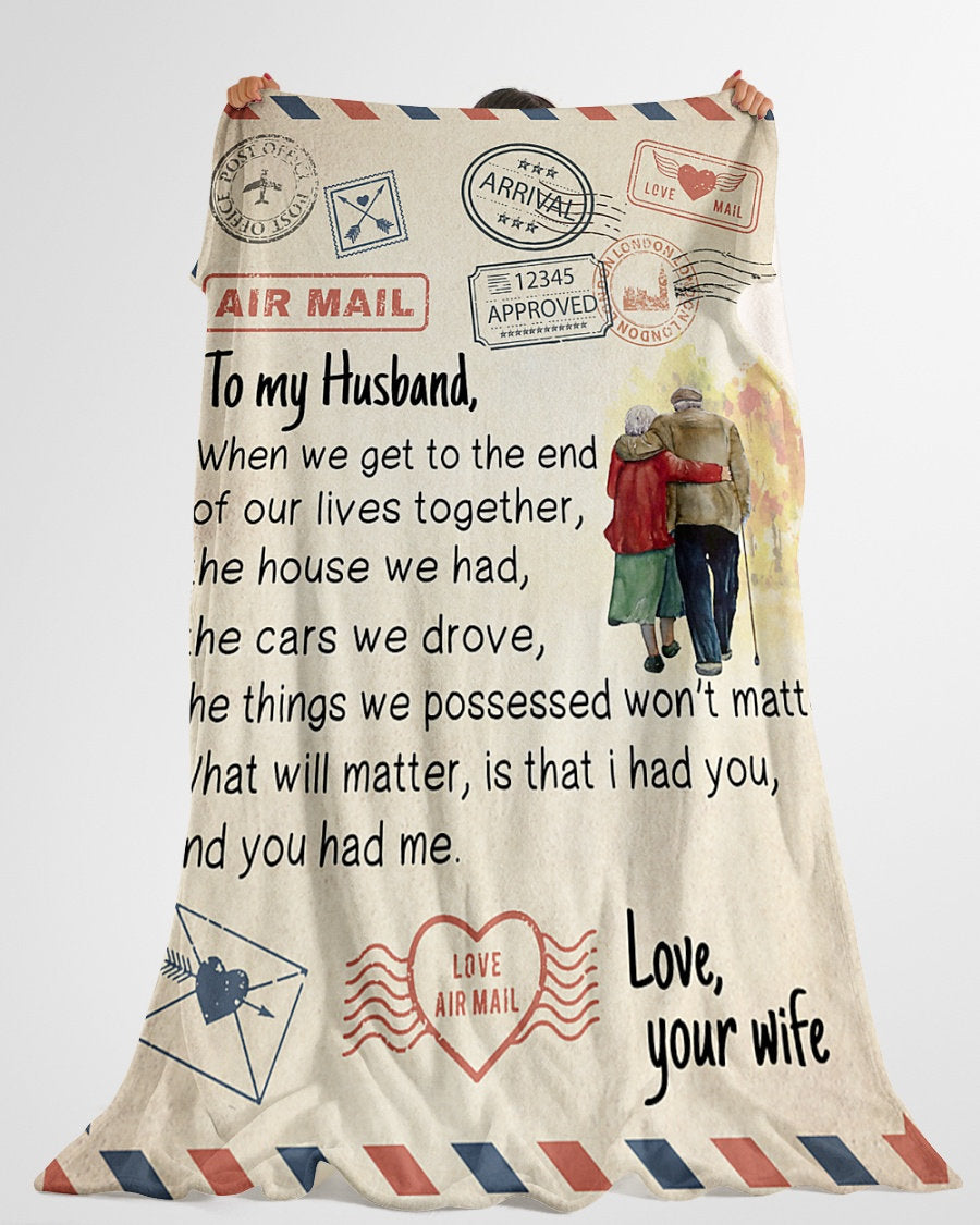 Personalized To My Husband Love Your Wife| Fleece Sherpa Woven Blankets| Gifts For Husband-ilovevango