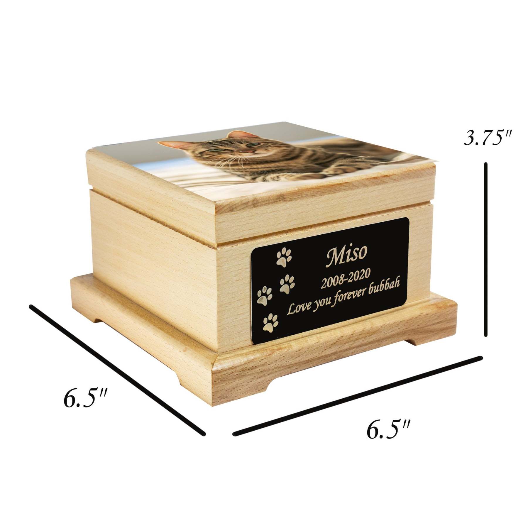 Memorial Pet Urn, Wooden Cat Cremation Urn with Custom Engraving-ilovevango