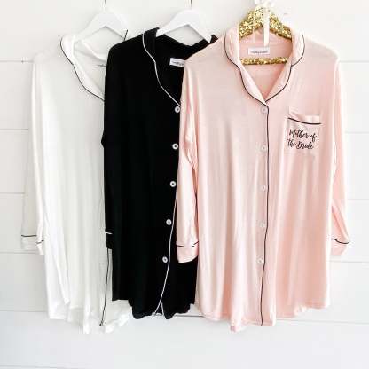 Mother of the Bride Pajamas Gift for Mother of the Bride Sleep Shirt Mother of the Bride Button Down Shirt Mother of the Groom Sleep Shirt-ilovevango