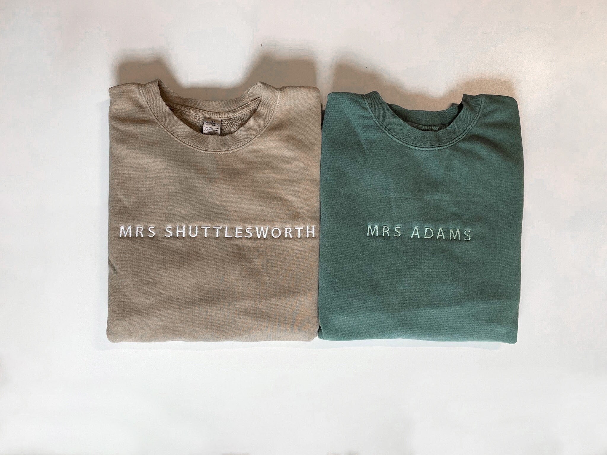 Simple custom Embroidered Sweatshirt, Bride Last Name Sweatshirt, Custom Oversized Vintage Sweatshirt-ilovevango