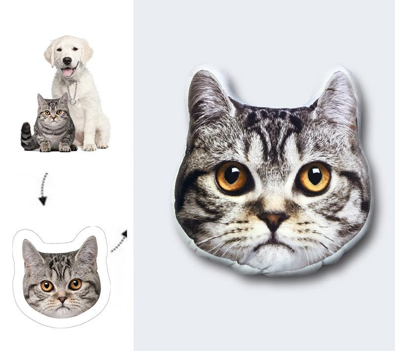 Personalized Pet Face Pillow Cushion Dolls Animal Image 3D Shaped Print Decorative Pillow Custom Dog Cat Picture Cushion Gift-ilovevango