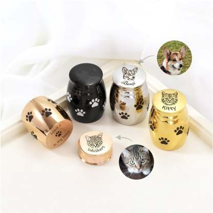 Personalized Small Pet Urn - Customized Dog Photo Small Urn - Cat Urn for Ashes - Print Dog Ashes Keepsake, Ash Holder for Loss of Dog Gift-ilovevango