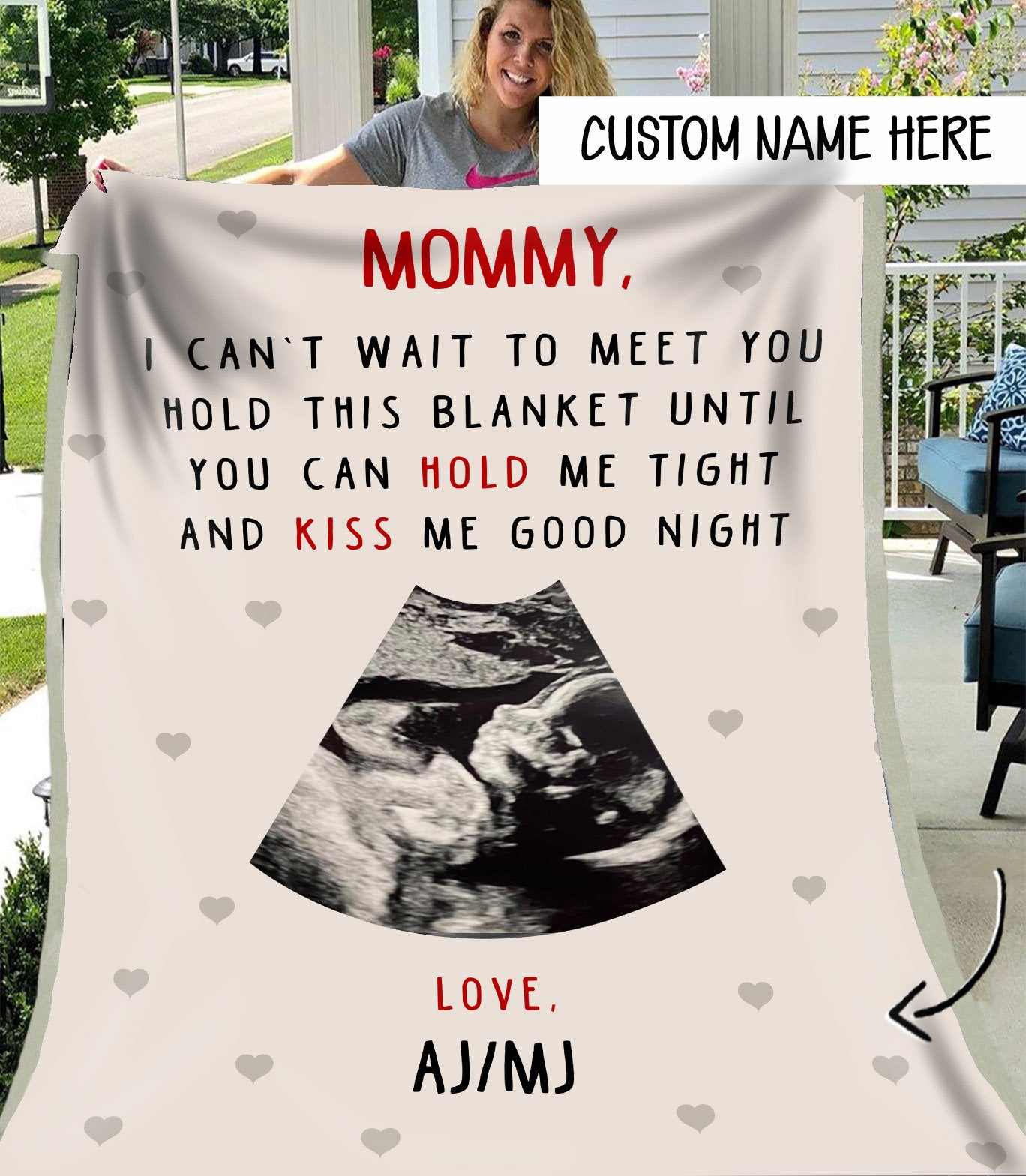 Mommy To Be Gift From Bump, New Mom Blanket, Personalized Baby Ultrasound Blanket, Mothers Day Gift for Expecting Mom, Pregnancy Gift-ilovevango