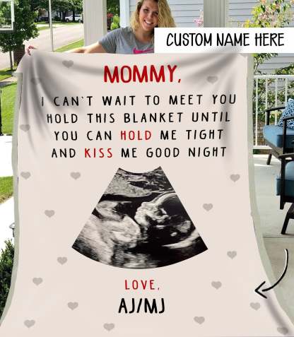 Mommy To Be Gift From Bump, New Mom Blanket, Personalized Baby Ultrasound Blanket, Mothers Day Gift for Expecting Mom, Pregnancy Gift-ilovevango