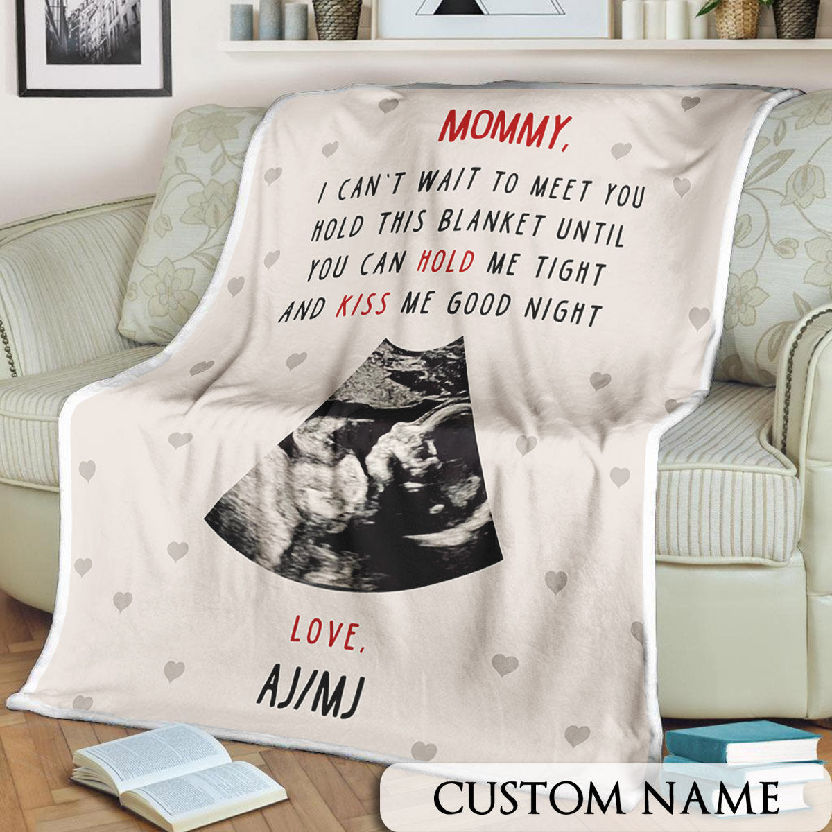 Mommy To Be Gift From Bump, New Mom Blanket, Personalized Baby Ultrasound Blanket, Mothers Day Gift for Expecting Mom, Pregnancy Gift-ilovevango