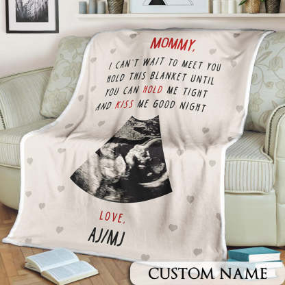 Mommy To Be Gift From Bump, New Mom Blanket, Personalized Baby Ultrasound Blanket, Mothers Day Gift for Expecting Mom, Pregnancy Gift-ilovevango