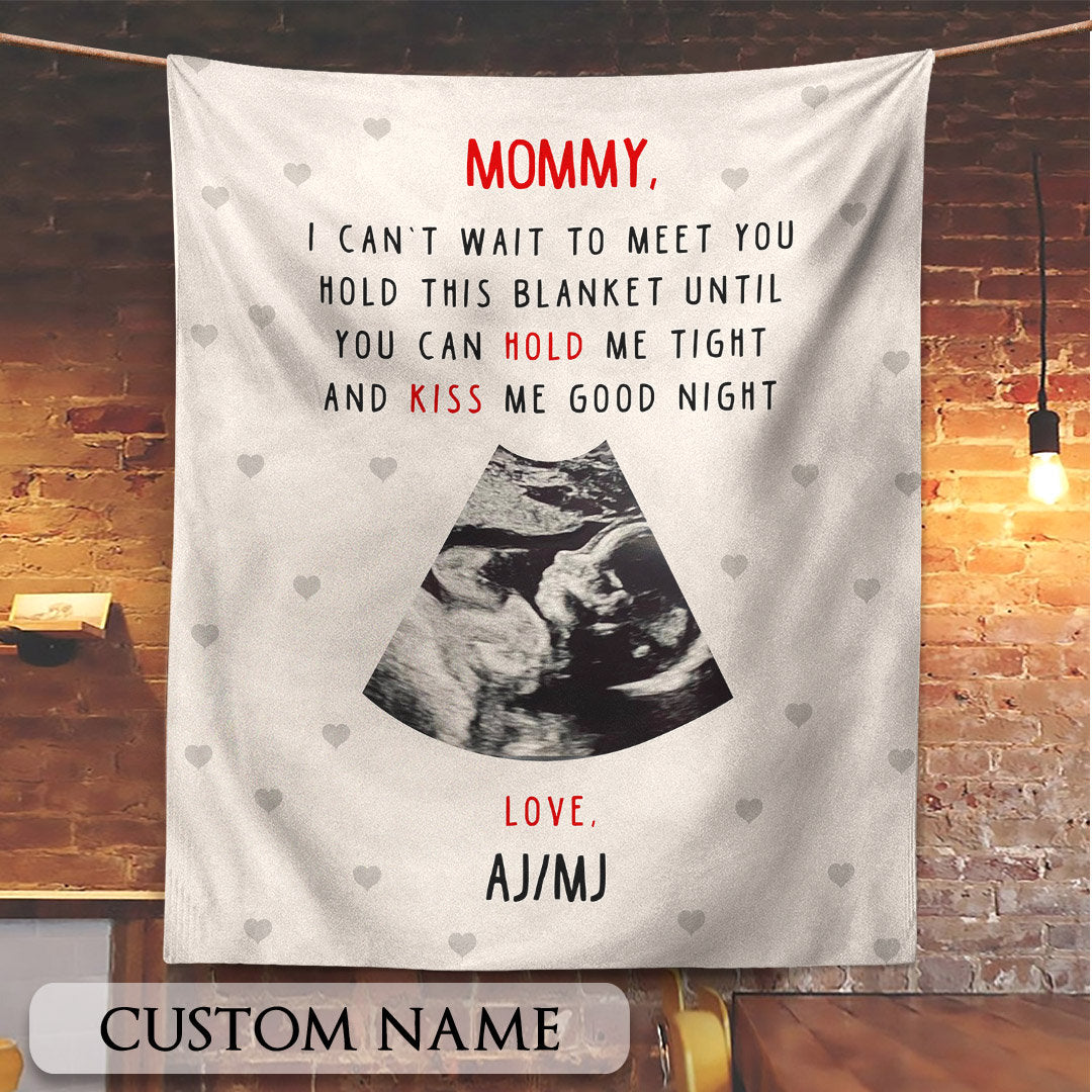 Mommy To Be Gift From Bump, New Mom Blanket, Personalized Baby Ultrasound Blanket, Mothers Day Gift for Expecting Mom, Pregnancy Gift-ilovevango