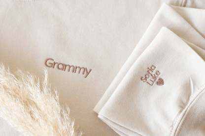 Custom Pocket and Sleeve Embroidered Sweatshirt, Embroidered Mom Grandmother Sweatshirt with Kids Names Kids Names, Personalized Embroidered-ilovevango