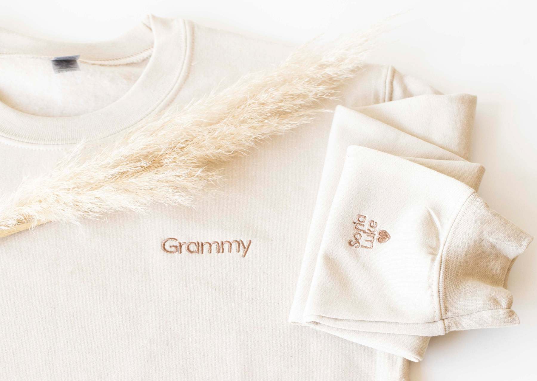 Custom Pocket and Sleeve Embroidered Sweatshirt, Embroidered Mom Grandmother Sweatshirt with Kids Names Kids Names, Personalized Embroidered-ilovevango