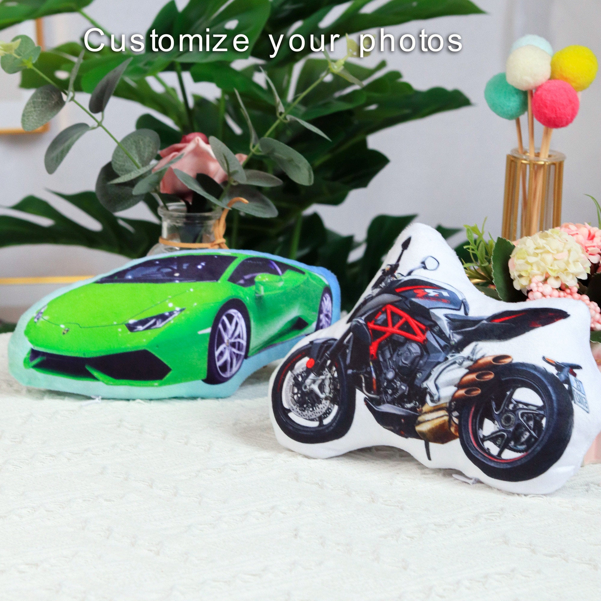 Personalized Photo DIY Car Cushion Racing Toys Motorcycle Pillow Custom Car Shape Pillow Picture Cushion Custom Car Pillow-ilovevango
