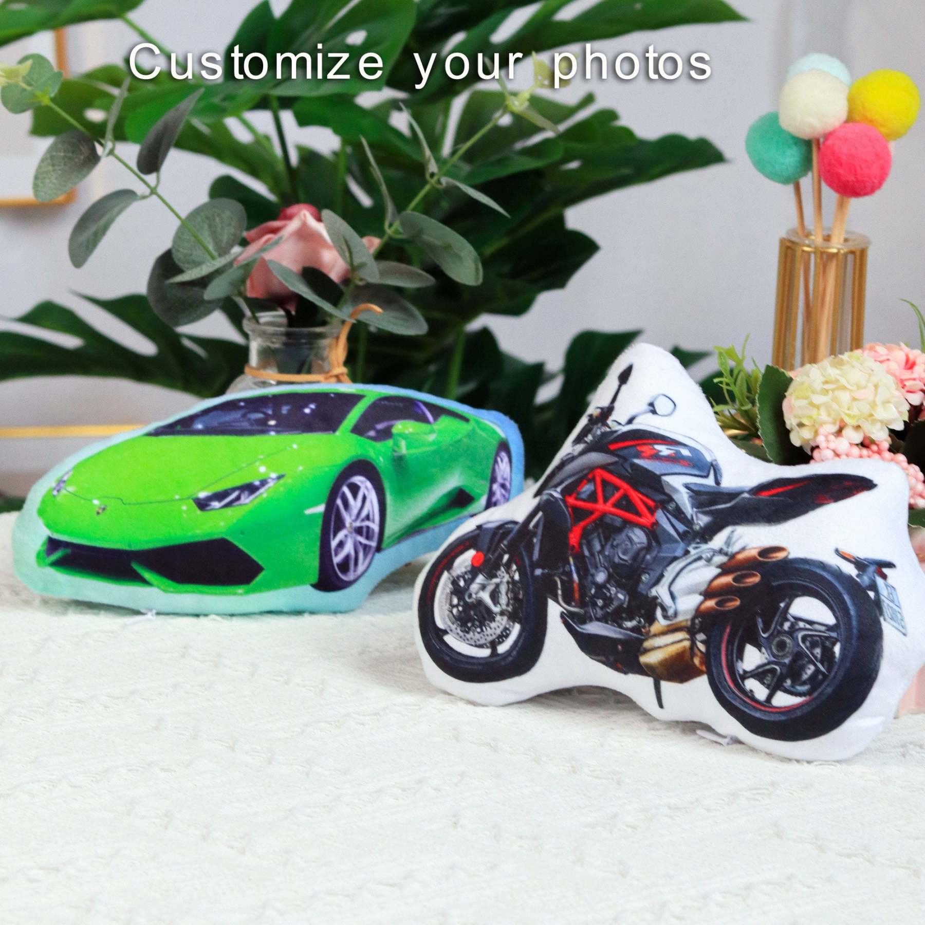 Personalized Photo DIY Car Cushion Racing Toys Motorcycle Pillow Custom Car Shape Pillow Picture Cushion Custom Car Pillow-ilovevango