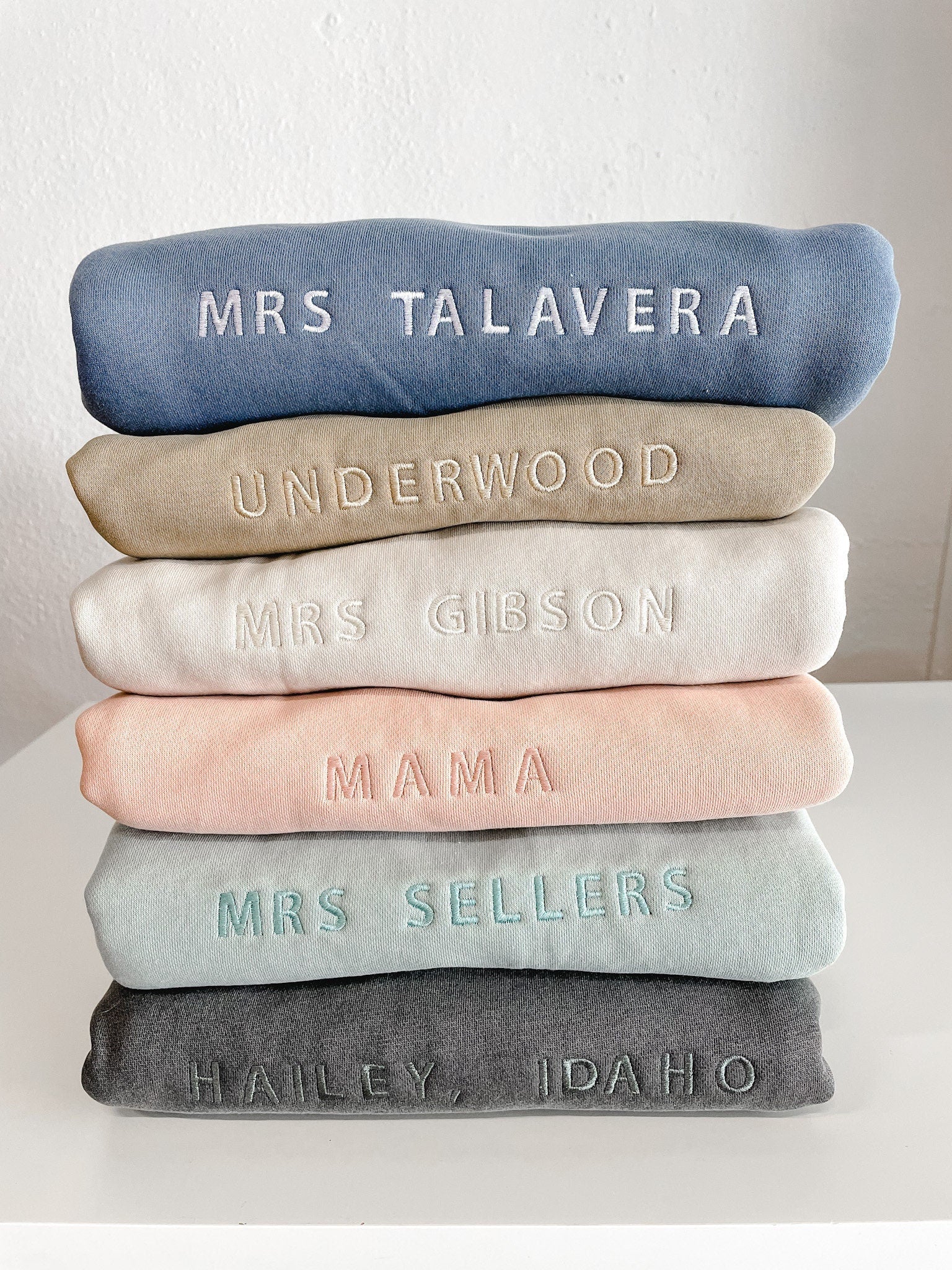 Simple custom Embroidered Sweatshirt, Bride Last Name Sweatshirt, Custom Oversized Vintage Sweatshirt-ilovevango