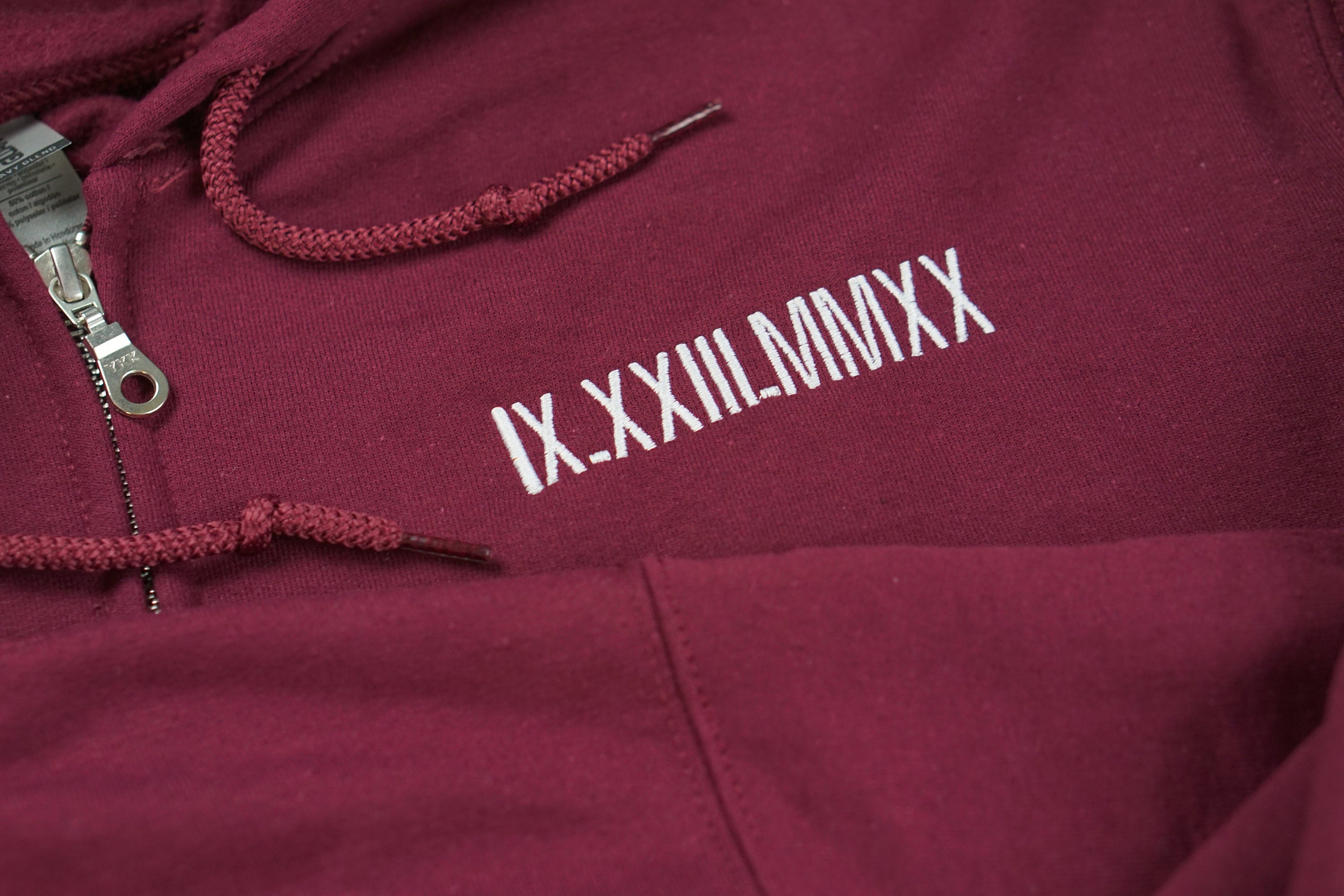 Roman Numerals Anniversary Embroidered Zip Up Hoodie | Embroidered Hoodie | Couples Hoodie Gift | Sweatshirt | Anniversary Date Hoodie-ilovevango
