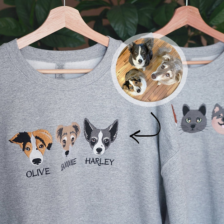 Custom embroidered pet T shirt, hoodie, sweatshirt embroidered Personalized, holiday Gift, embroidery sweatshirt, gift for friends-ilovevango