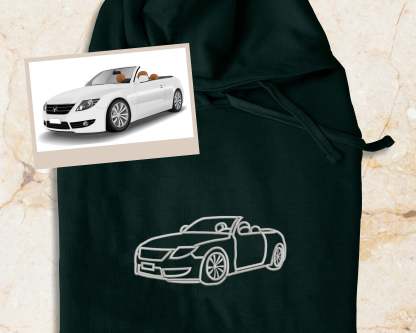 Custom Car Portrait from Photo Embroidered Hoodie, Personalised Car Drawing Sweater, Line Art Outline Car Gift Hoodie, Gift for Boyfriend-ilovevango