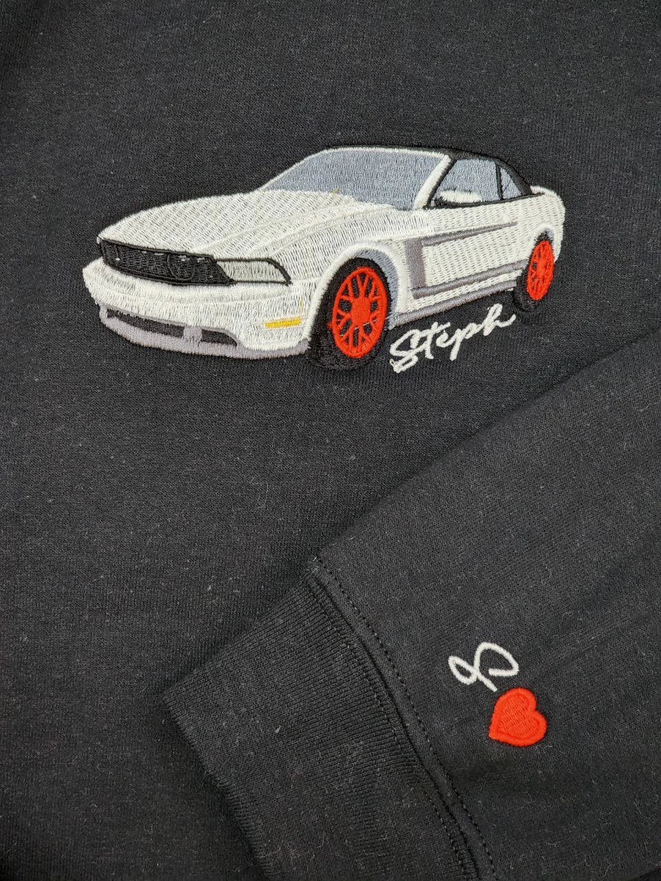 Custom Embroidered Car Hoodie, The Perfect Gift for Car Lovers - a Personalized Embroidered Sweatshirt, Dad Gift, Gift For Him-ilovevango