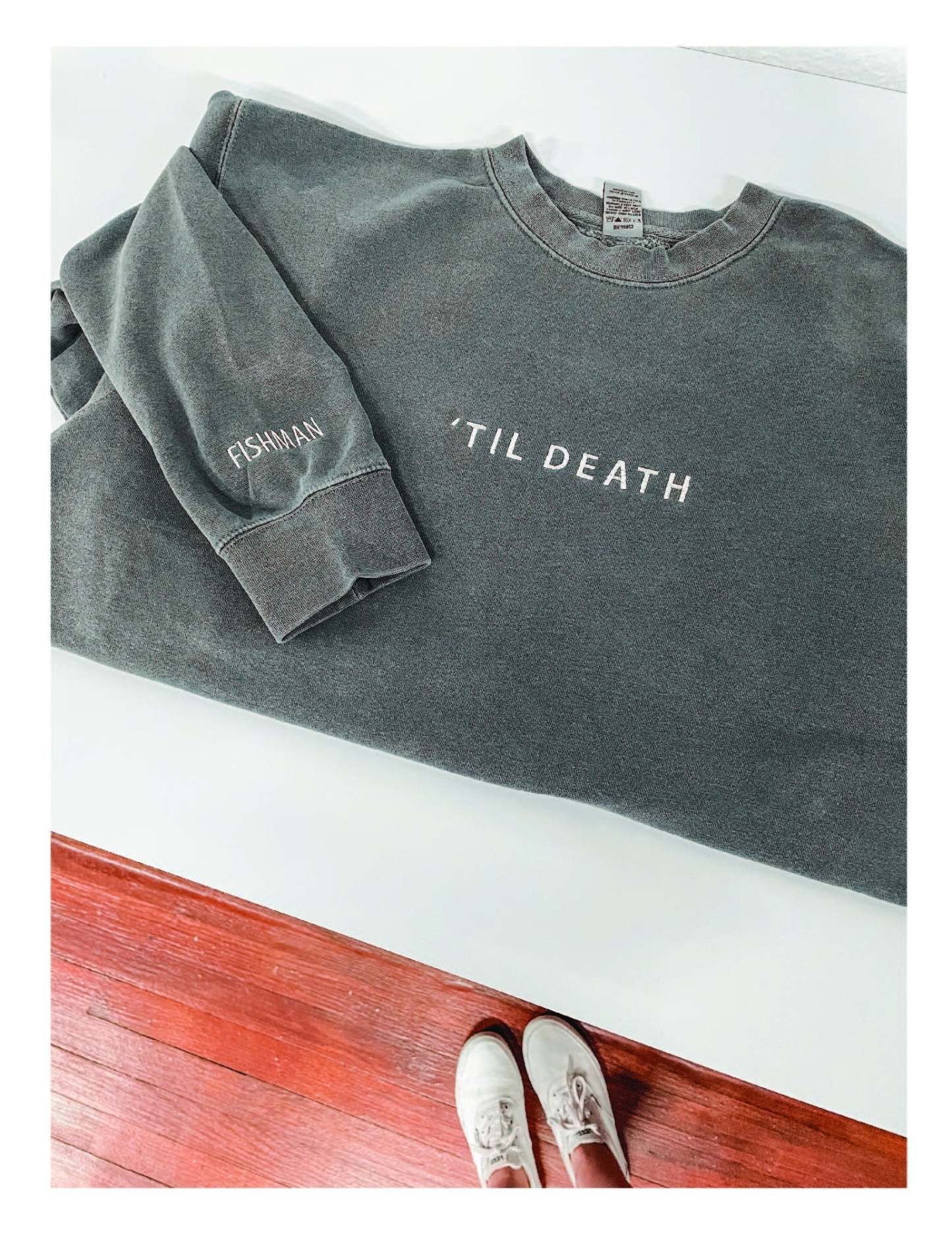 Simple custom Embroidered Sweatshirt, Bride Last Name Sweatshirt, Custom Oversized Vintage Sweatshirt-ilovevango