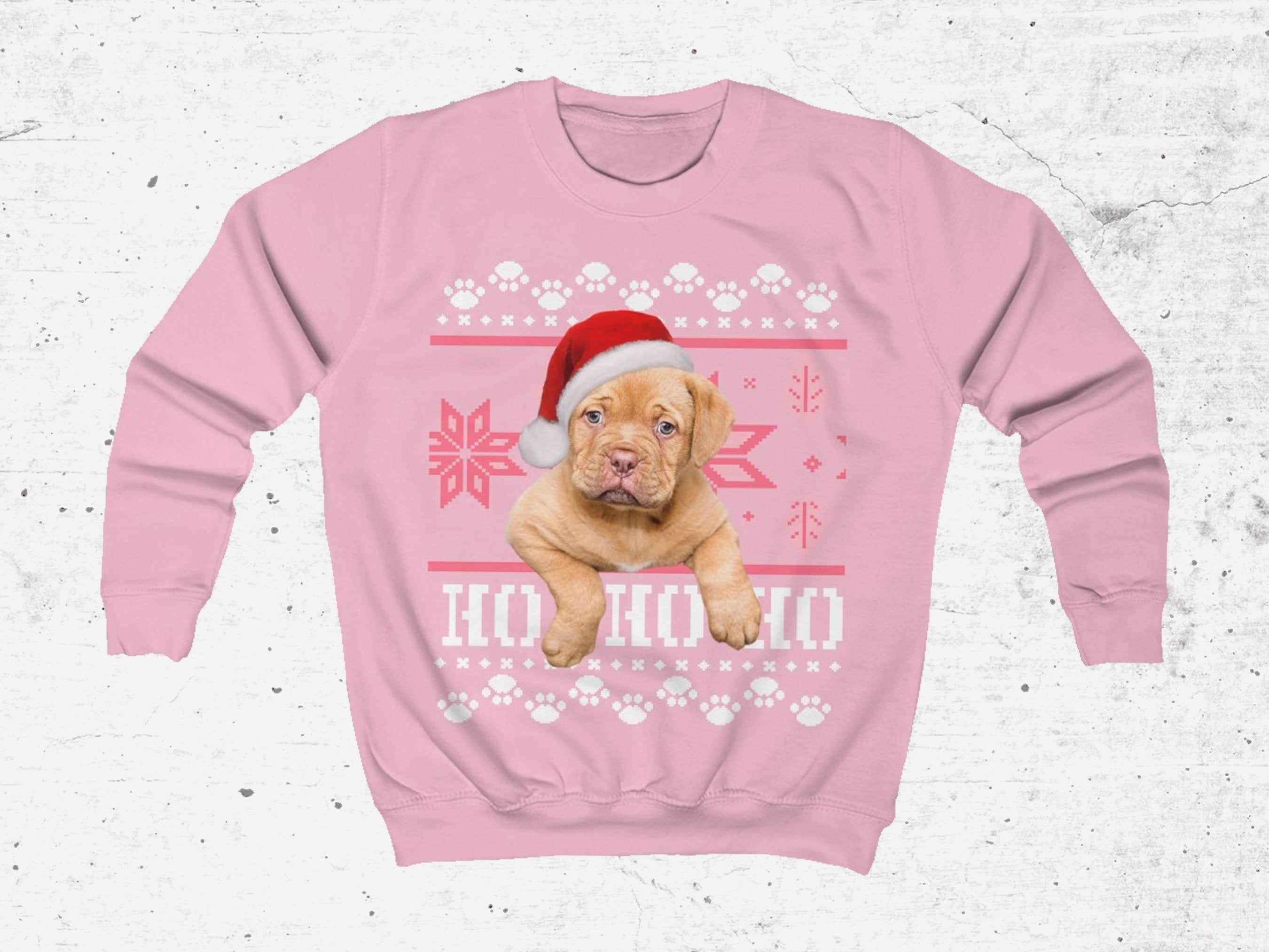 Kids Ugly Christmas Sweater, Custom Santa Claus Dog Ugly Christmas Sweatshirt, Personalised Face Sweatshirt, Santa Hat Ugly Pullover-ilovevango