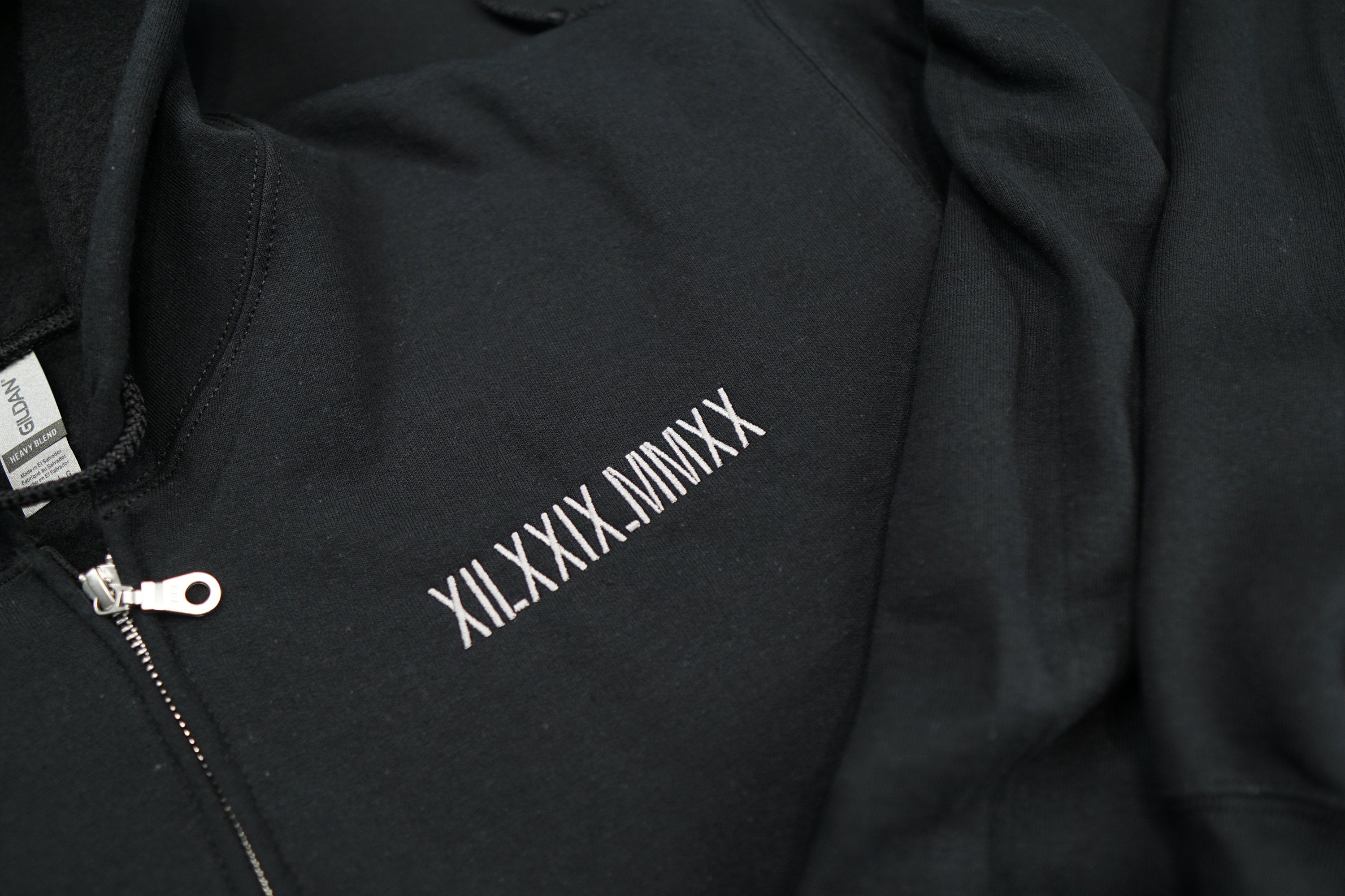 Roman Numerals Anniversary Embroidered Zip Up Hoodie | Embroidered Hoodie | Couples Hoodie Gift | Sweatshirt | Anniversary Date Hoodie-ilovevango