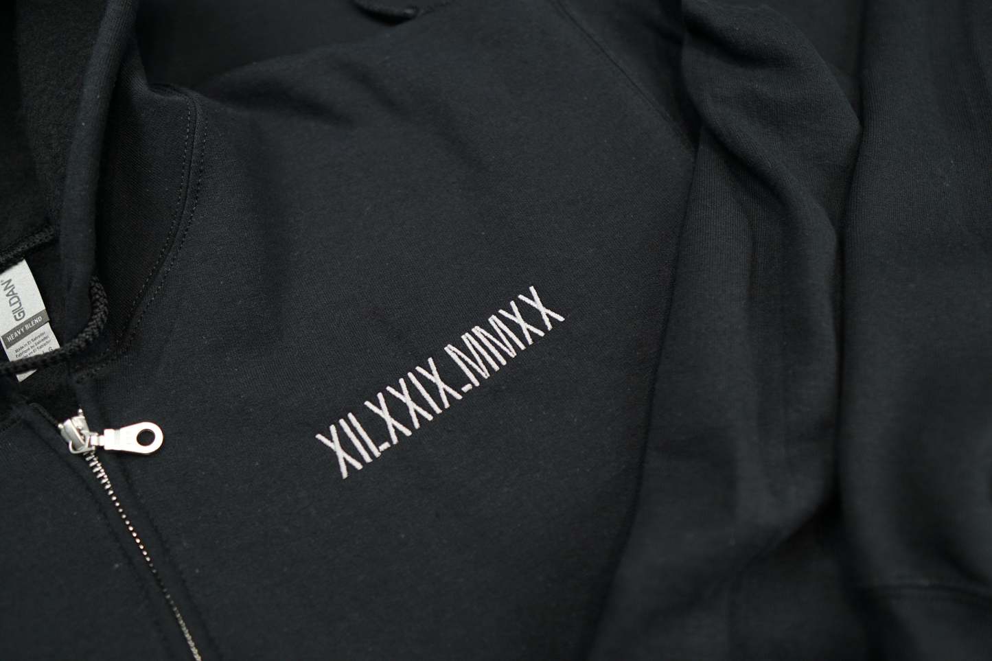 Roman Numerals Anniversary Embroidered Zip Up Hoodie | Embroidered Hoodie | Couples Hoodie Gift | Sweatshirt | Anniversary Date Hoodie-ilovevango