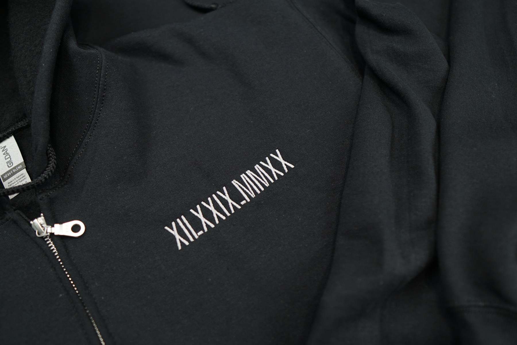 Roman Numerals Anniversary Embroidered Zip Up Hoodie | Embroidered Hoodie | Couples Hoodie Gift | Sweatshirt | Anniversary Date Hoodie-ilovevango