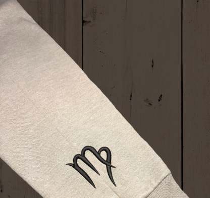 Hoodie | Custom Embroidered Roman Numeral Date + Zodiac Sign on Sleeves | Couple's Hoodie | Engagement Hoodie-ilovevango