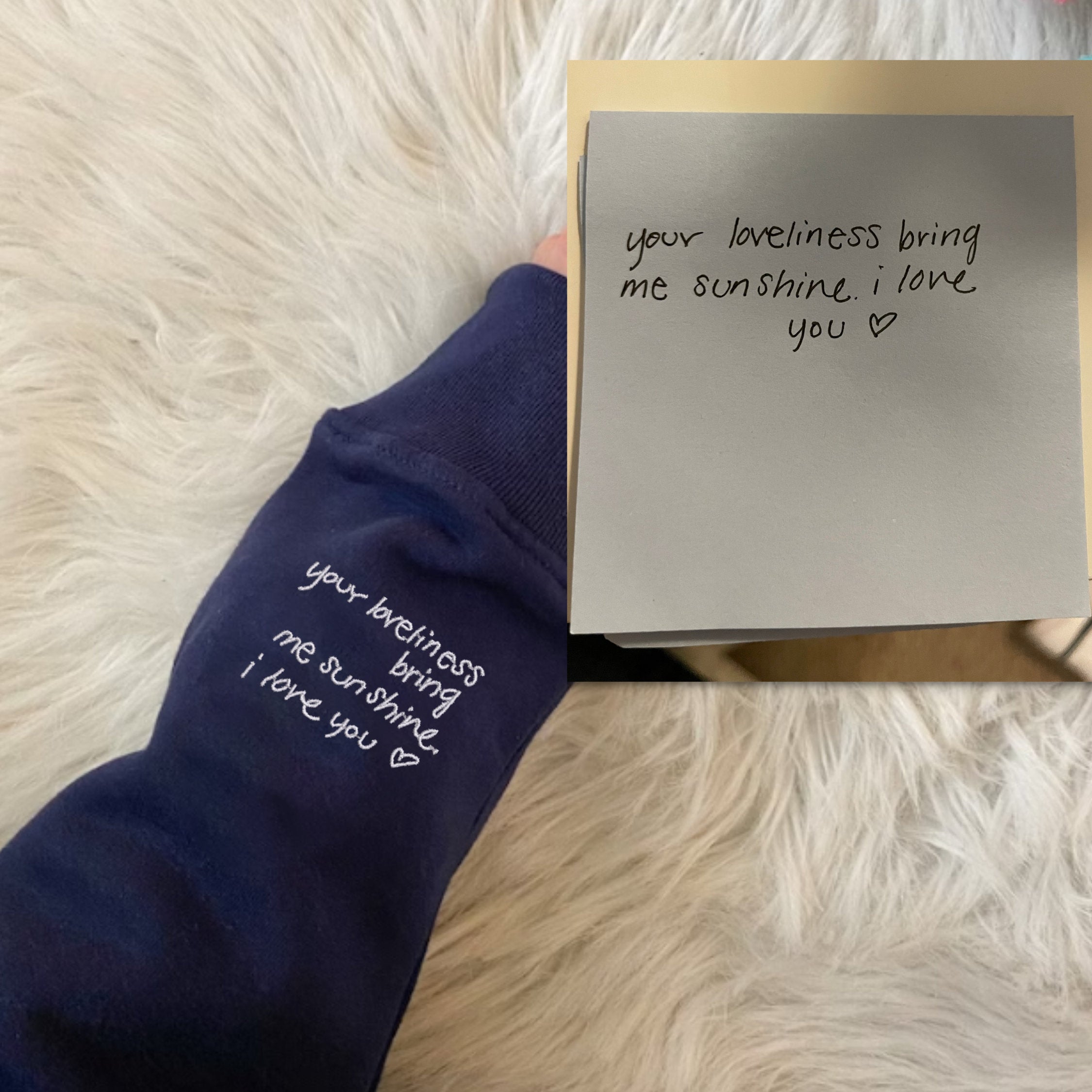 Custom Embroidered Handwriting Sweatshirt, Handwriting Embroidery Sweatshirt, Couples Anniversary Wedding Sweatshirt, Handwriting Sweatshirt-ilovevango