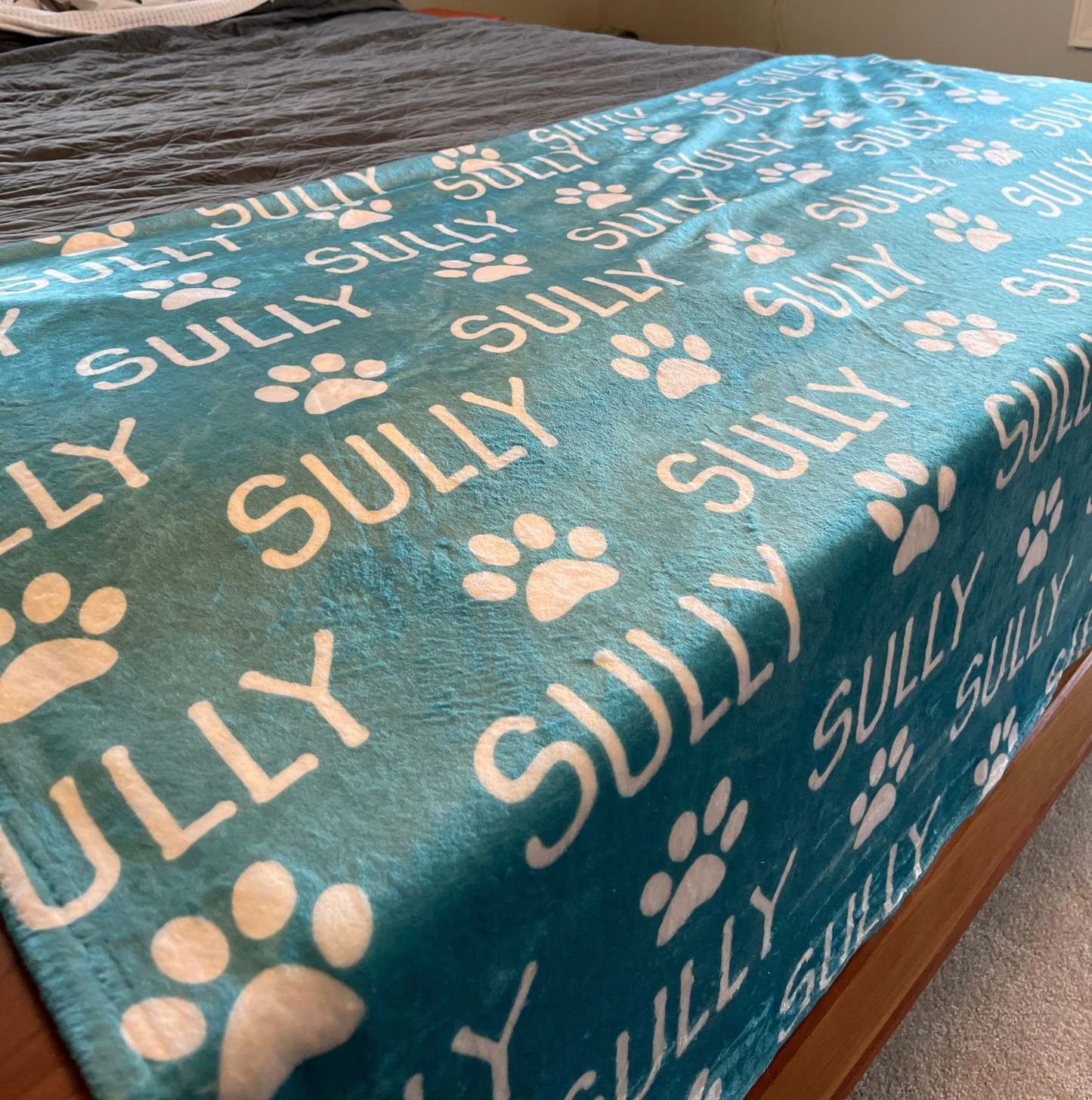 Personalized Paw Print Name Blanket For Pet, Custom Dog Blanket, Plush Blanket, Personalized Puppy Blanket, Dog Bed Blanket, Pet Lover Gift-ilovevango