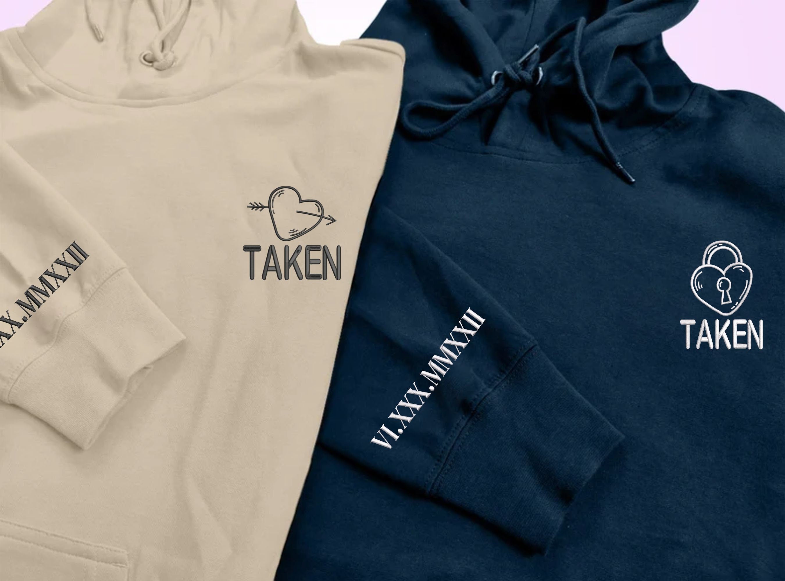 Embroidered Custom Valentines Day Couple, Heart Couple Sweatshirt-ilovevango