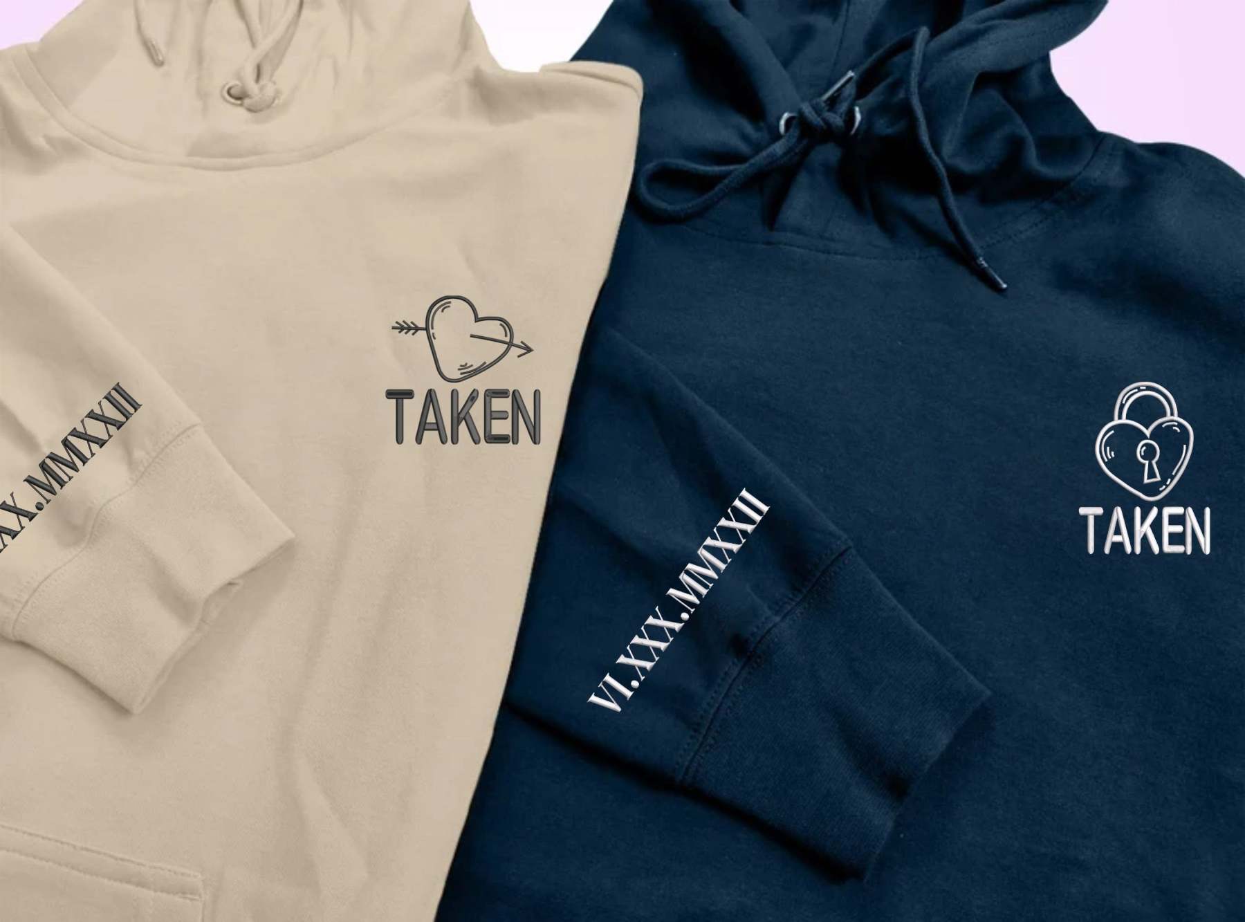 Embroidered Custom Valentines Day Couple, Heart Couple Sweatshirt-ilovevango