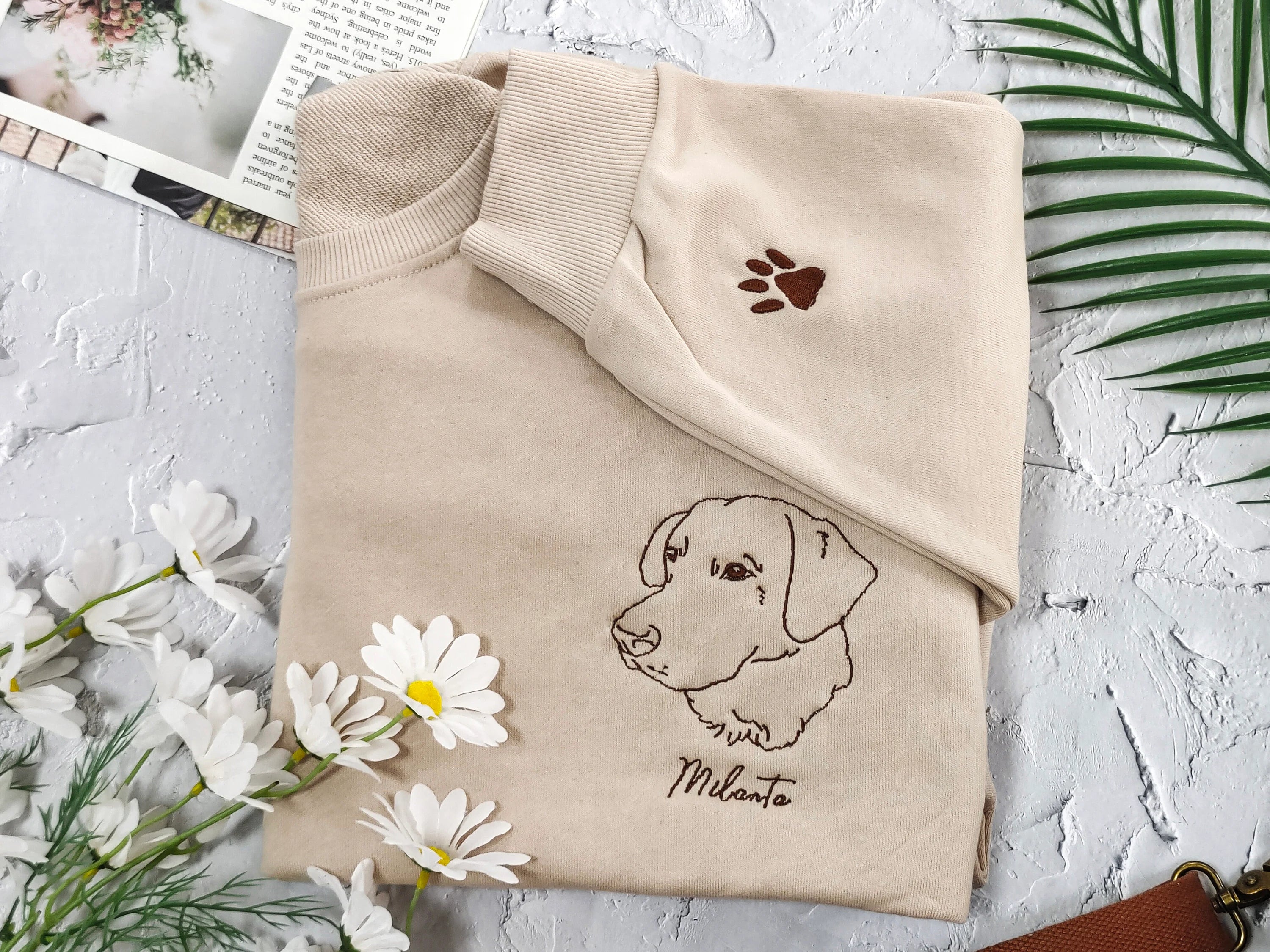 Custom Pet Embroidered Sweatshirt,Custom Dog Portrait,Embroidered Sweatshirt,Custom Pet Gifts
