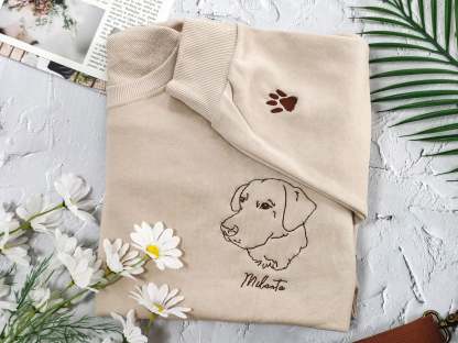 Custom Pet Embroidered Sweatshirt,Custom Dog Portrait,Embroidered Sweatshirt,Custom Pet Gifts