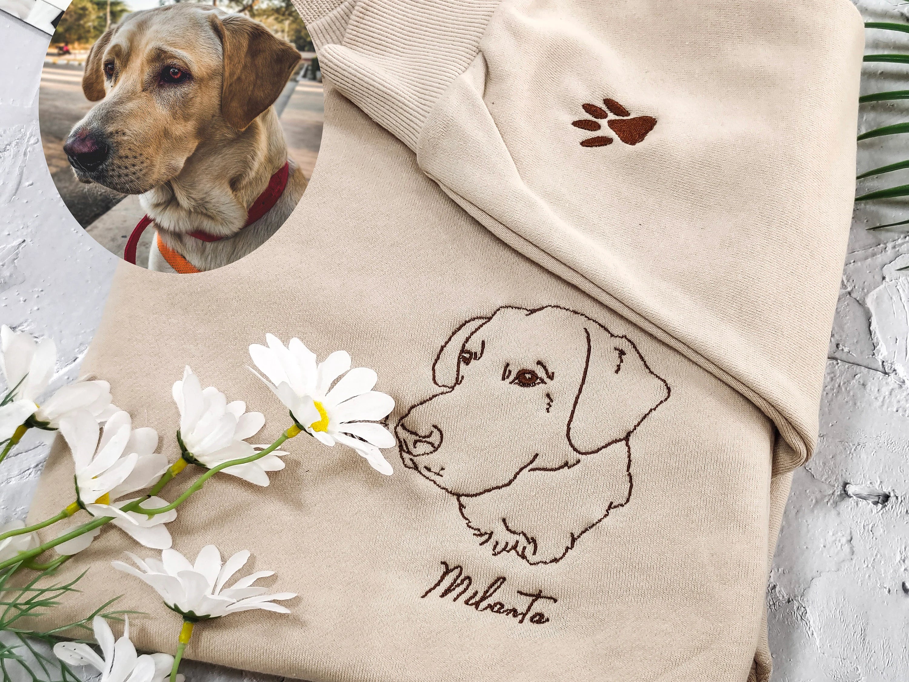 Custom Pet Embroidered Sweatshirt,Custom Dog Portrait,Embroidered Sweatshirt,Custom Pet Gifts