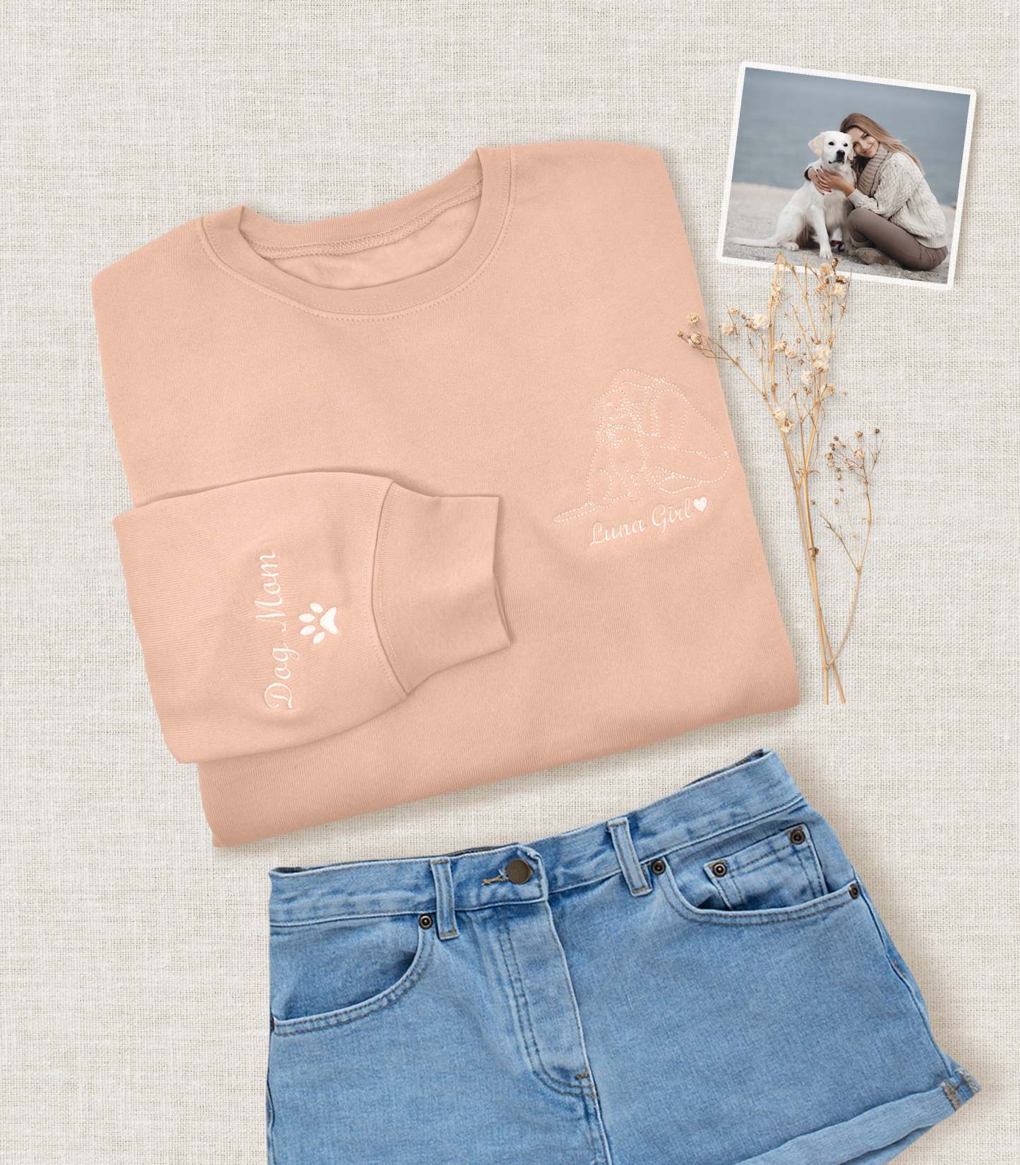 Custom Embroidered Dog Sweatshirt, Embroidered Pet Sweatshirt, Embroidery Dog Face Hoodie, Custom Sweatshirt From Dog Mom Photo, Dog Hoodies-ilovevango