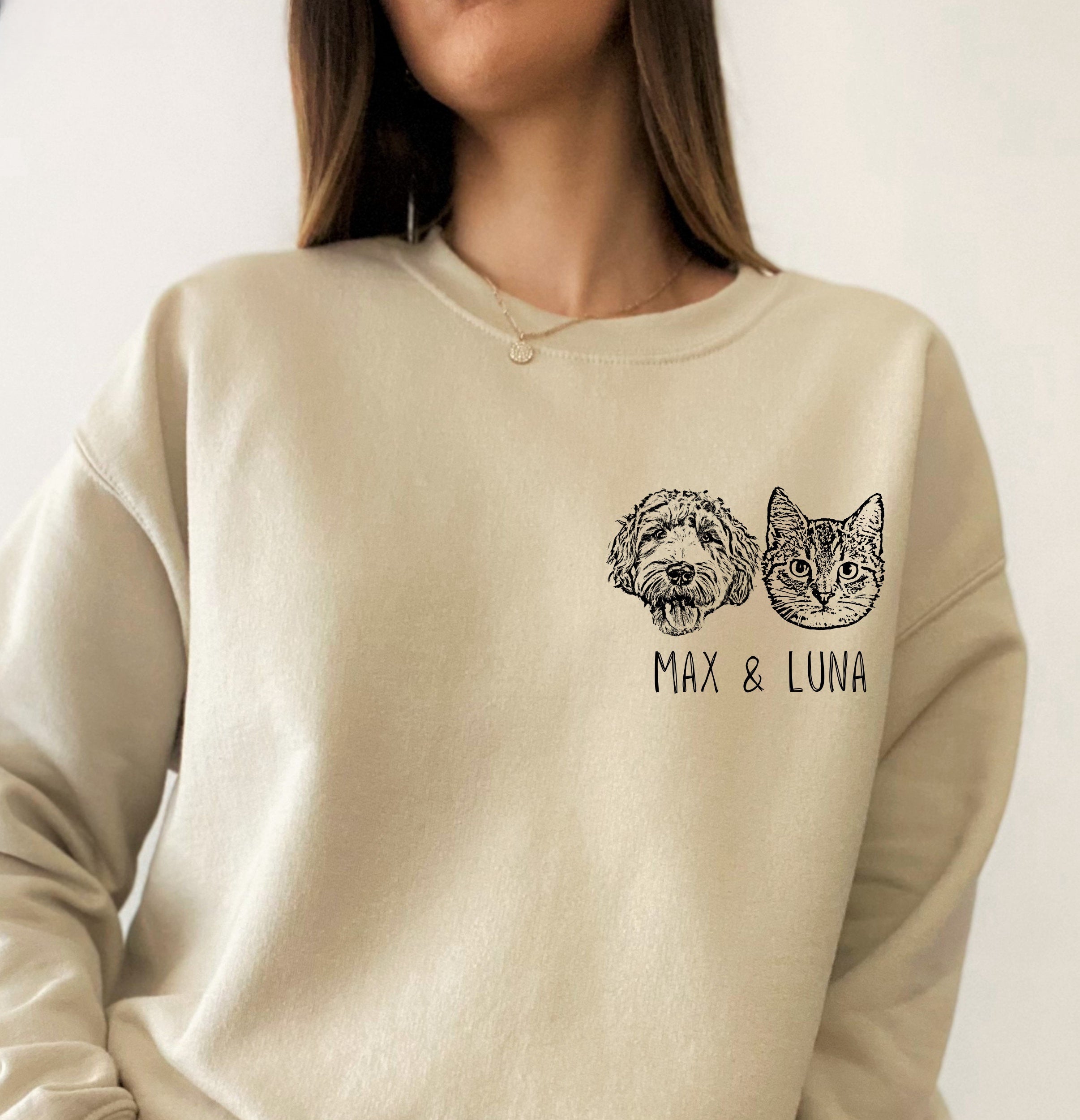 Custom Pet Sweater Using Pet Photo + Name Custom Dog Portrait Sweater Personalized Dog Pullover Dog Sweatshirt Dog Mom Gift Custom Cat Shirt-ilovevango