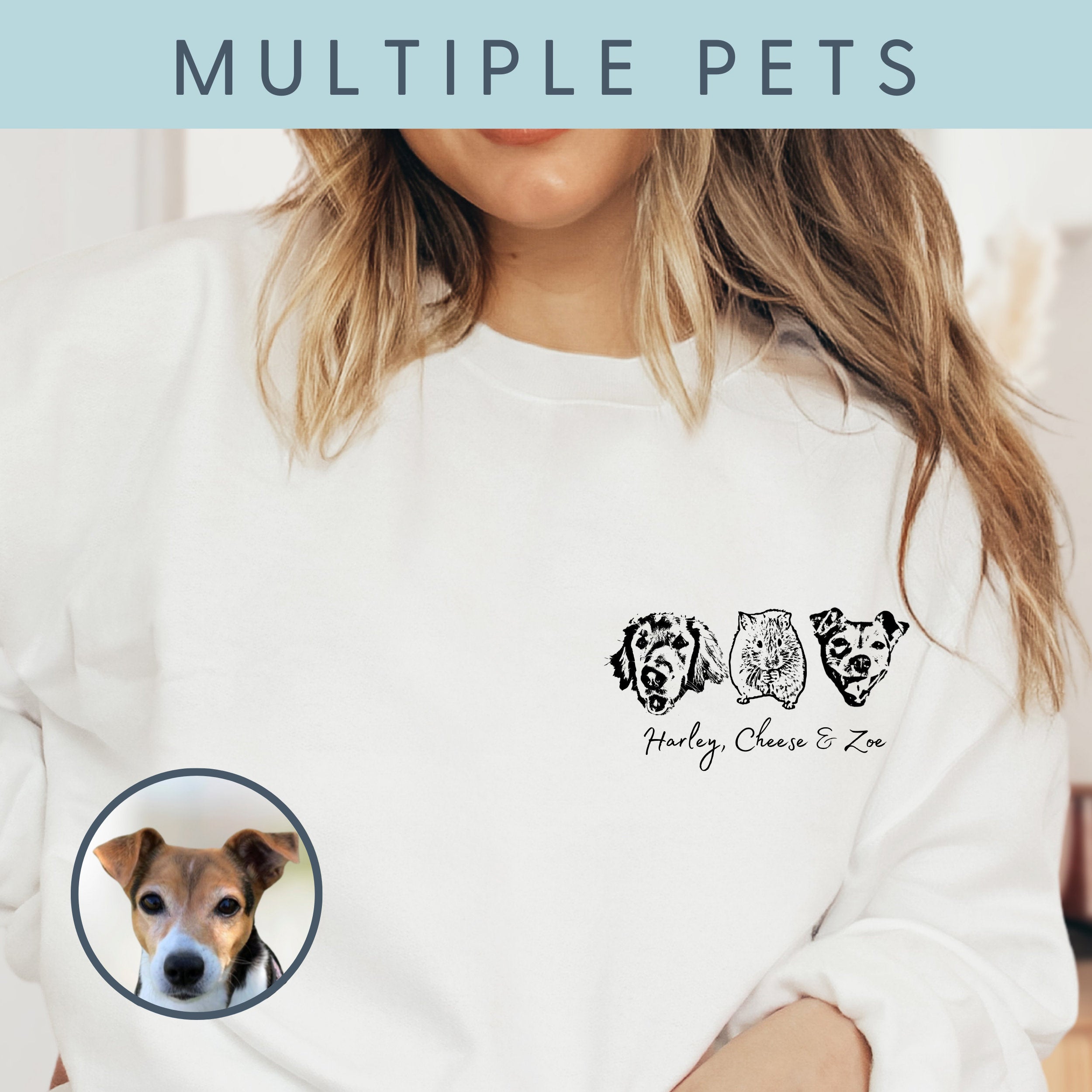Custom Pet Sweater Using Pet Photo + Name Custom Dog Portrait Sweater Personalized Dog Pullover Dog Sweatshirt Dog Mom Gift Custom Cat Shirt-ilovevango