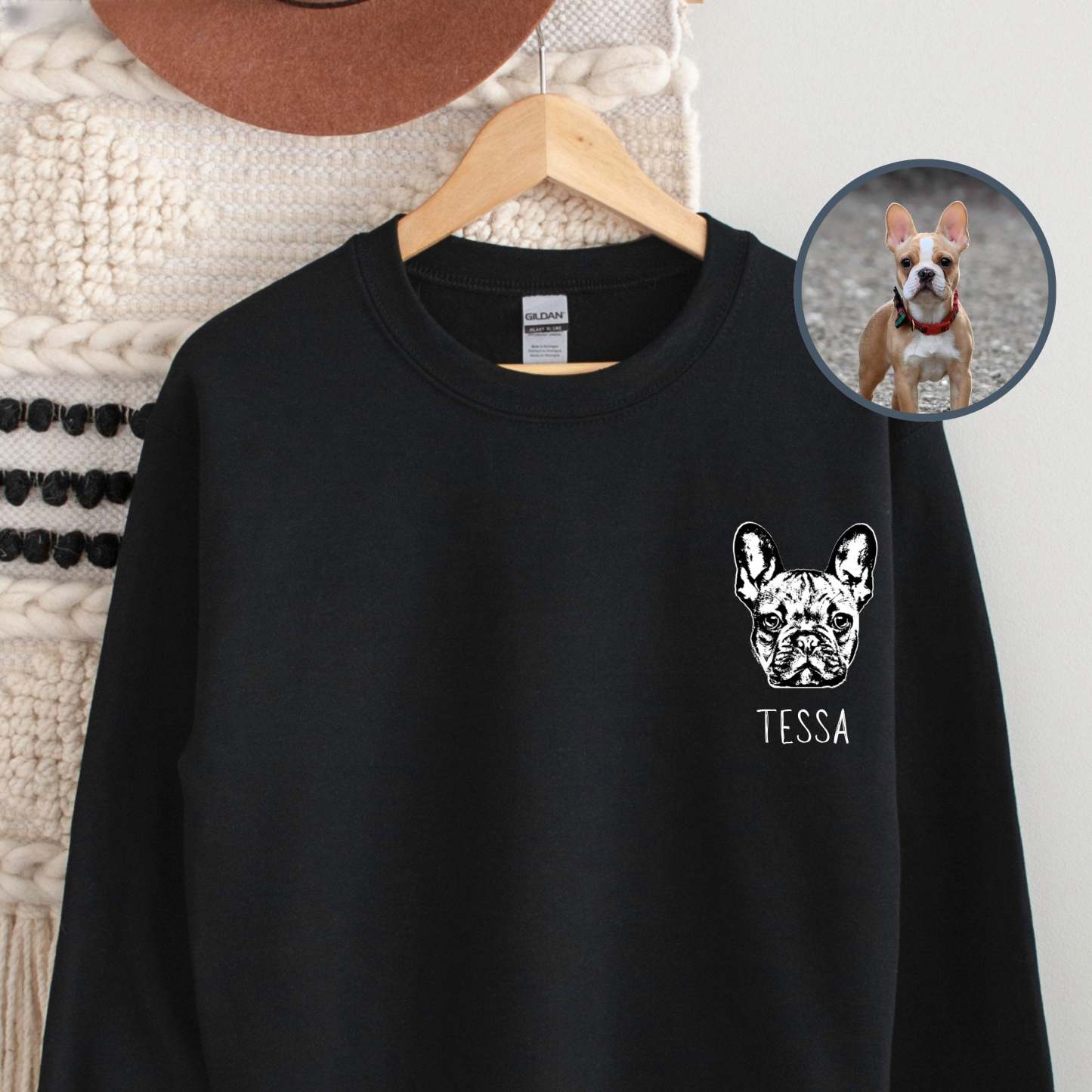 Custom Pet Sweater Using Pet Photo + Name Custom Dog Portrait Sweater Personalized Dog Pullover Dog Sweatshirt Dog Mom Gift Custom Cat Shirt-ilovevango