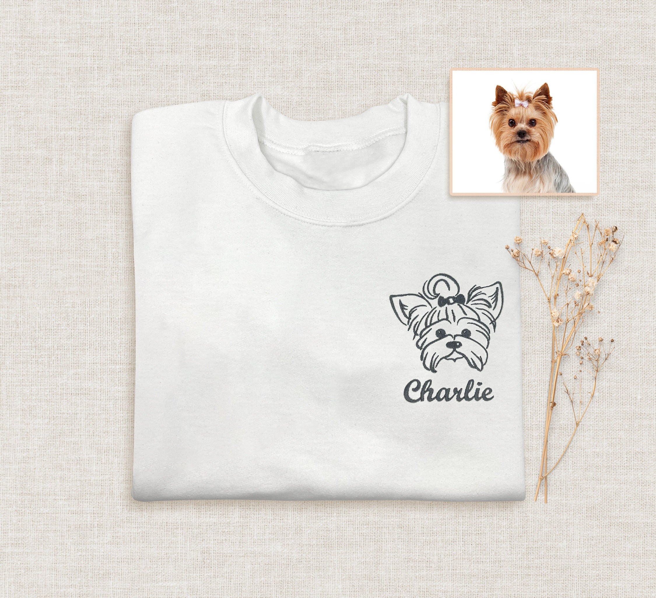 Custom Embroidered Dog Sweatshirt, Embroidered Pet Sweatshirt, Embroidery Dog Face Hoodie, Custom Sweatshirt From Dog Mom Photo, Dog Hoodies-ilovevango