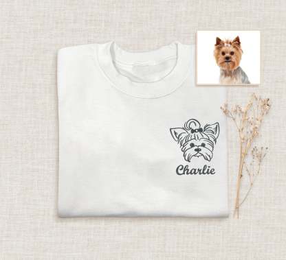 Custom Embroidered Dog Sweatshirt, Embroidered Pet Sweatshirt, Embroidery Dog Face Hoodie, Custom Sweatshirt From Dog Mom Photo, Dog Hoodies-ilovevango