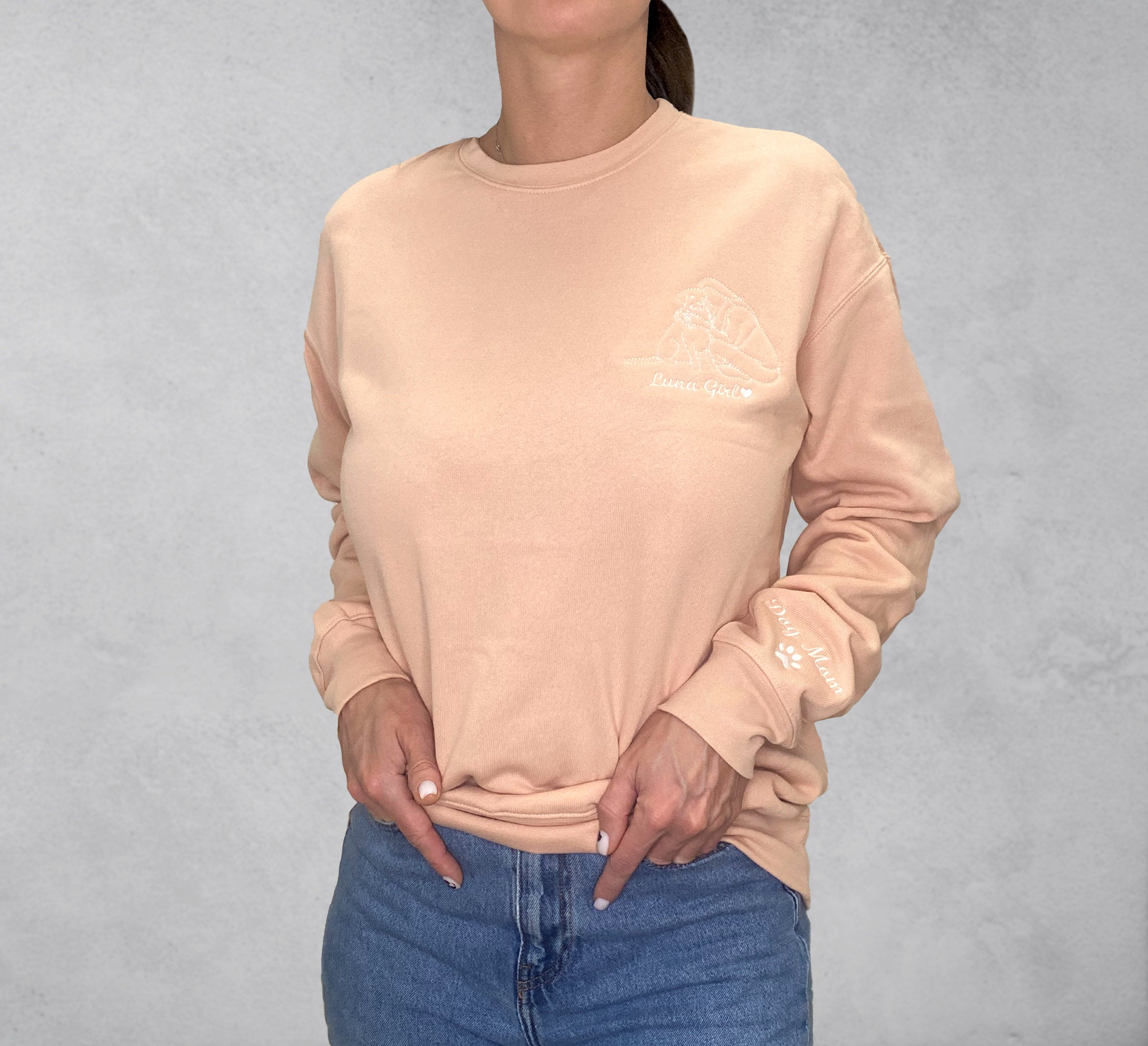 Custom Embroidered Dog Sweatshirt, Embroidered Pet Sweatshirt, Embroidery Dog Face Hoodie, Custom Sweatshirt From Dog Mom Photo, Dog Hoodies-ilovevango