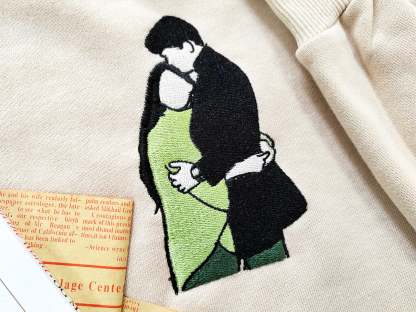 Custom personalized Photo Portrait embroidered sweatshirt,Couple Hoodie,Line art photo Sweatshirt,Gift for her-ilovevango