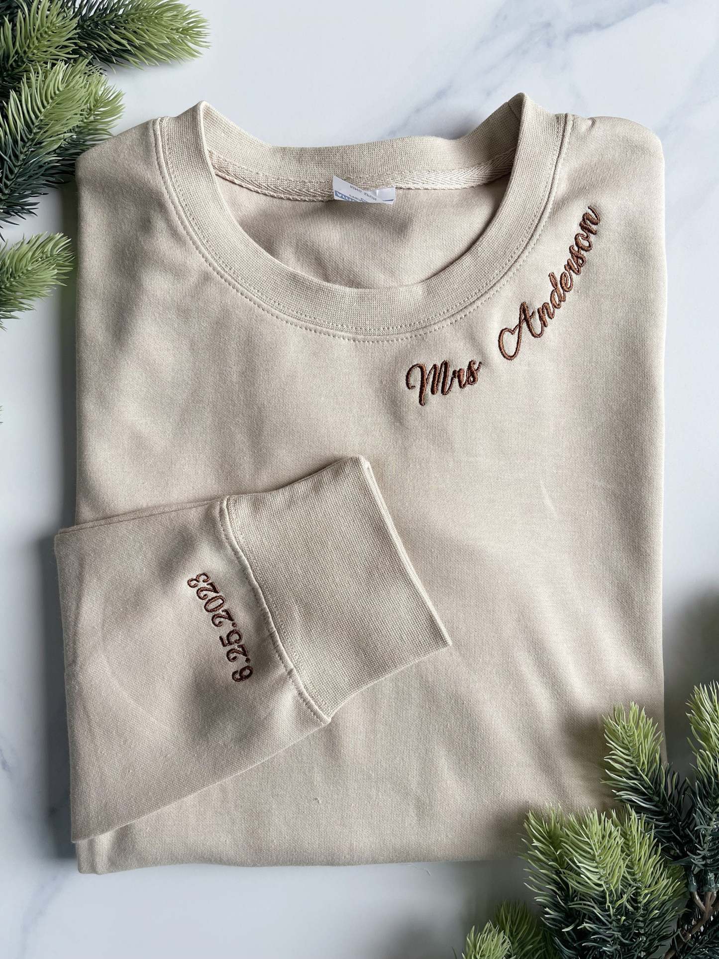 Embroidered Name on Collar Sweatshirt Hoodie Embroidery College Couple Matching Hoodie Crewneck Sorority Anniversary Gift-ilovevango