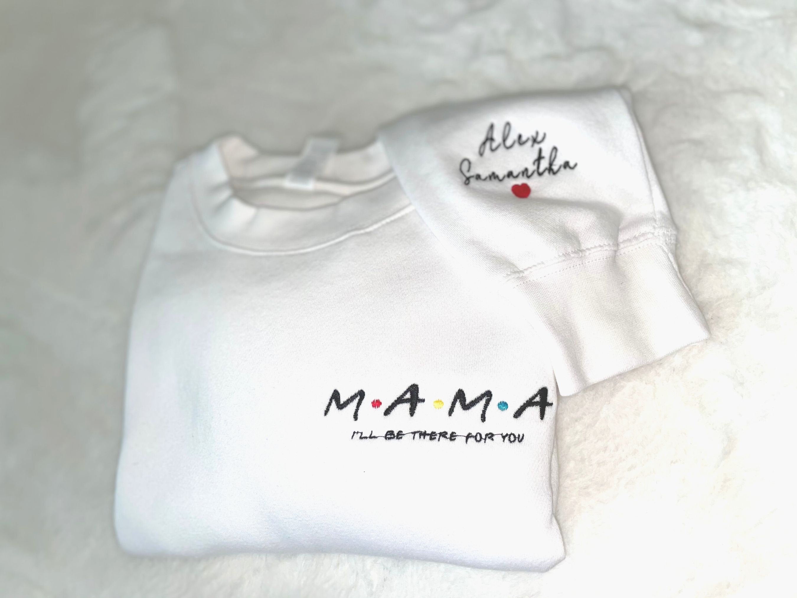 Custom Embroidered Sweatshirt, Mama Embroidered Sweatshirt, Custom Embroidery Date, Custom Embroidery Sleeve, Personalized Embroidered-ilovevango