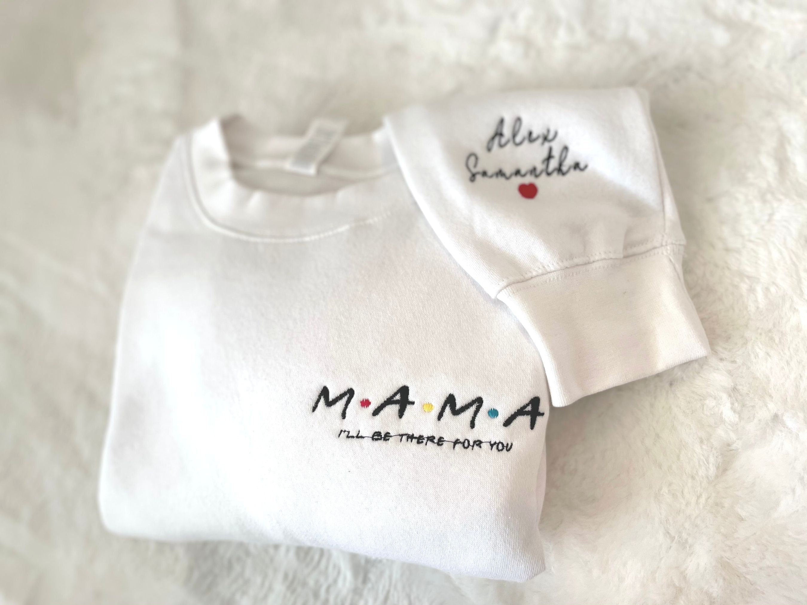 Custom Embroidered Sweatshirt, Mama Embroidered Sweatshirt, Custom Embroidery Date, Custom Embroidery Sleeve, Personalized Embroidered-ilovevango