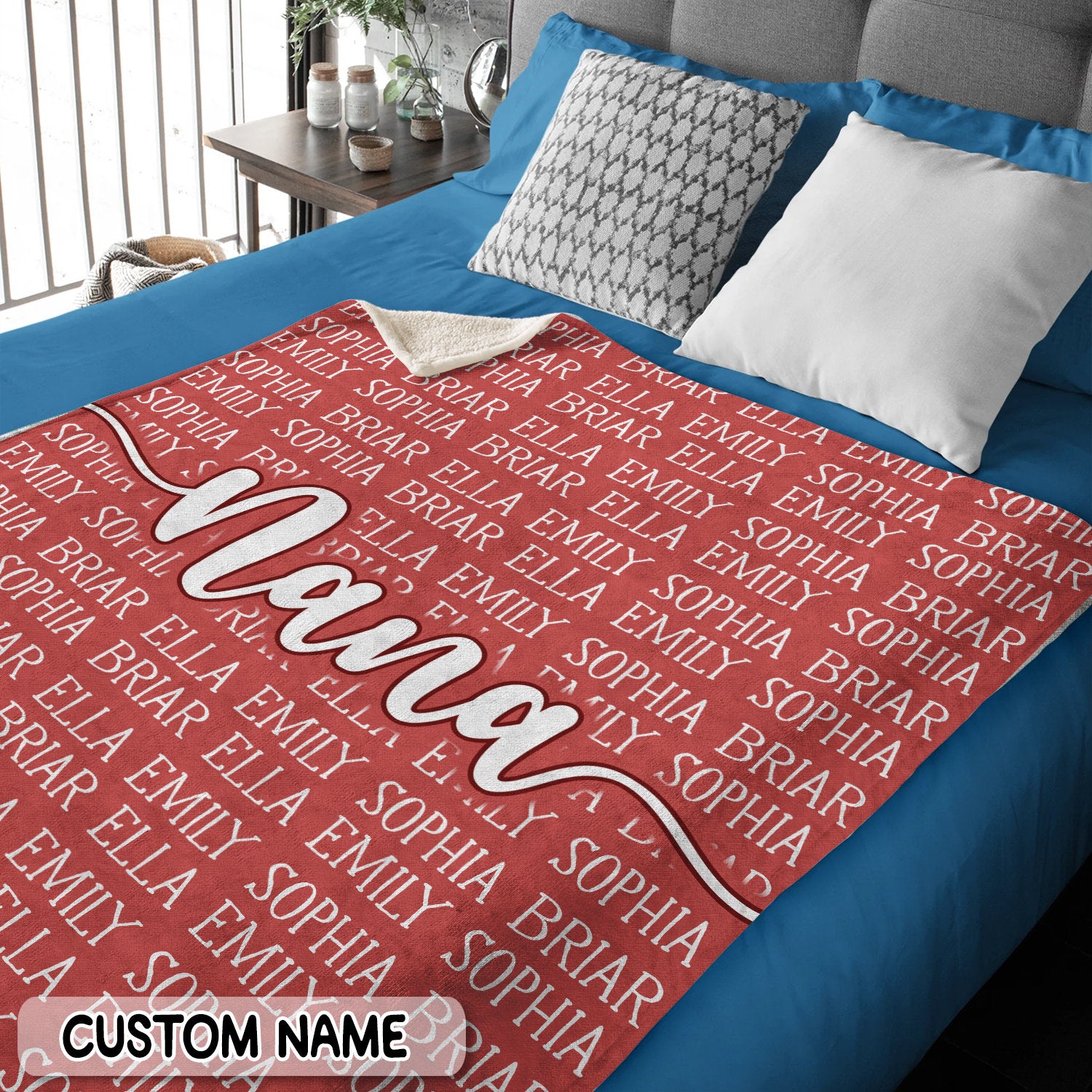 Personalized Grandma Blanket, Mothers Day Gift for Grandma, Nana Gift, Personalized Blanket for Grandma, Nana Blanket with Grandkids Names-ilovevango