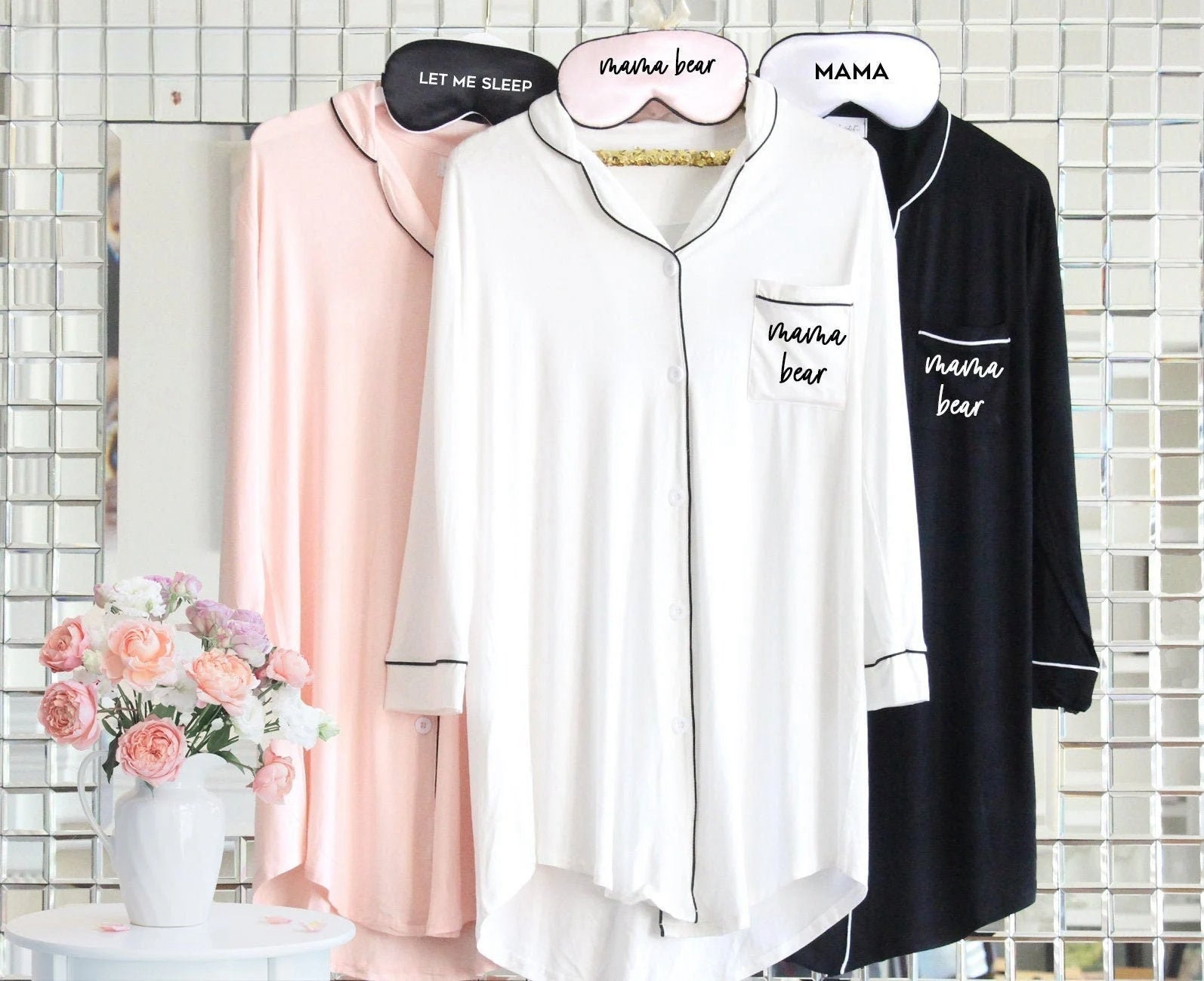 Mom Sleep Shirt Mama Shirt Pregnancy Shirt New Mom Pajamas Nursing Shirt Hospital Shirt Maternity Shirt Baby Shower Gift Mama Bear-ilovevango