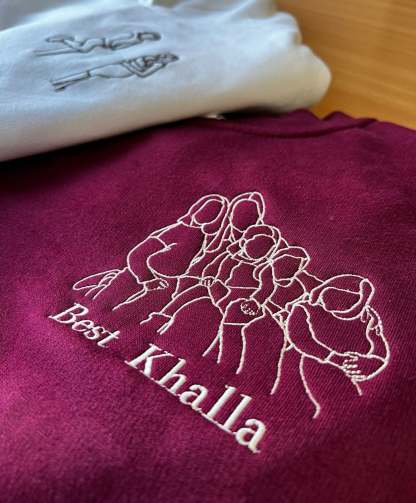 Custom Photo Embroidered Hoodie, Personalised Couple Sketch from Photo Unisex Hoodie, 1st Anniversary Special Date Initial Matching Jumper-ilovevango