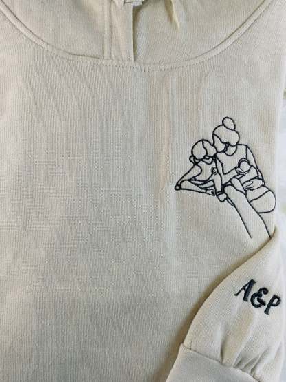 Custom Photo Embroidered Hoodie, Personalised Couple Sketch from Photo Unisex Hoodie, 1st Anniversary Special Date Initial Matching Jumper-ilovevango