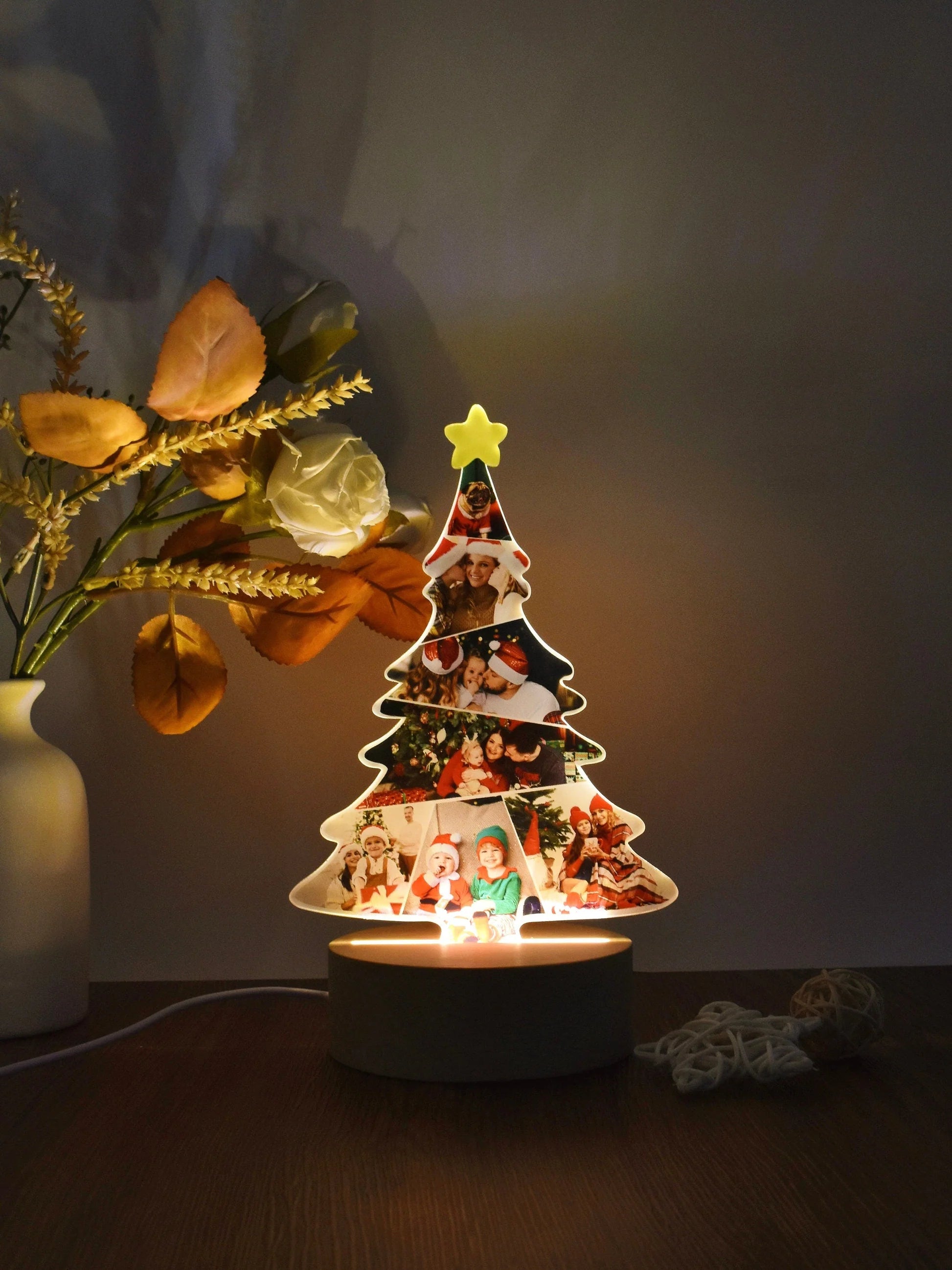 Custom Christmas Tree Shape Photo Collage Lamp with Photos-ilovevango
