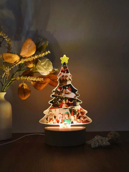Custom Christmas Tree Shape Photo Collage Lamp with Photos-ilovevango